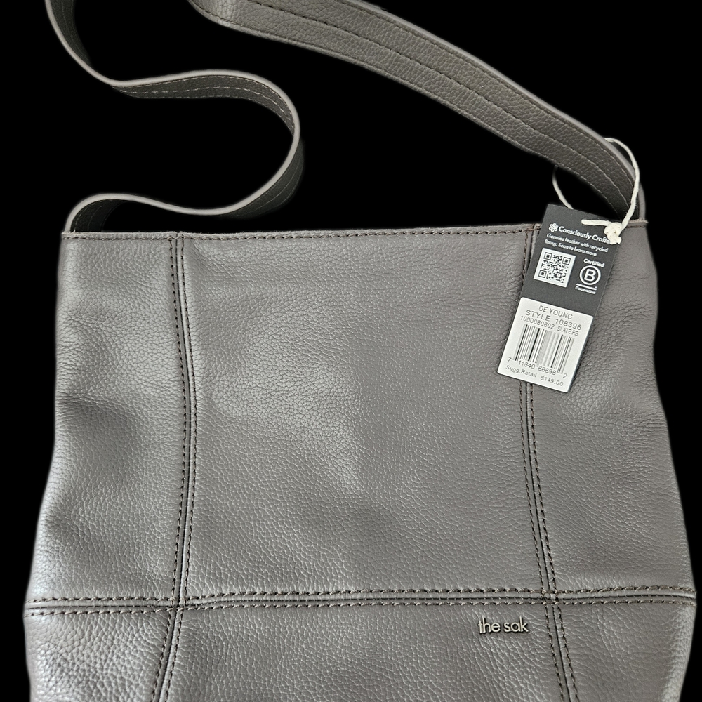 The Sak Gray Leather Crossbody Bag